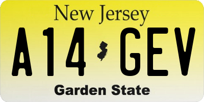 NJ license plate A14GEV