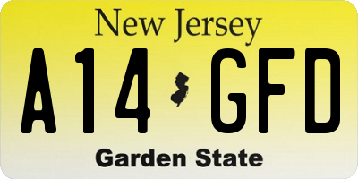 NJ license plate A14GFD