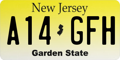 NJ license plate A14GFH