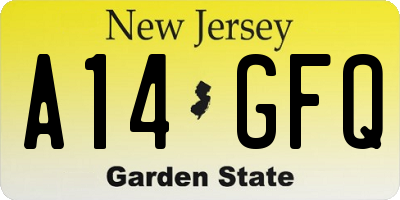 NJ license plate A14GFQ