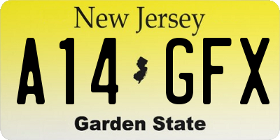 NJ license plate A14GFX