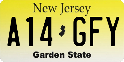 NJ license plate A14GFY