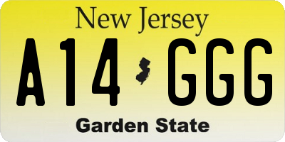 NJ license plate A14GGG