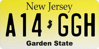 NJ license plate A14GGH