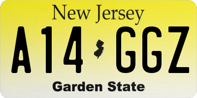 NJ license plate A14GGZ