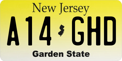 NJ license plate A14GHD