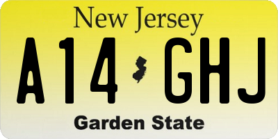 NJ license plate A14GHJ