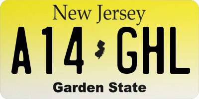 NJ license plate A14GHL