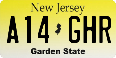 NJ license plate A14GHR