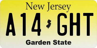 NJ license plate A14GHT
