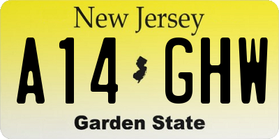 NJ license plate A14GHW