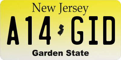 NJ license plate A14GID