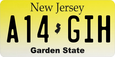 NJ license plate A14GIH