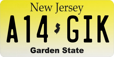 NJ license plate A14GIK