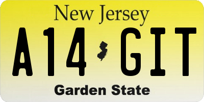 NJ license plate A14GIT