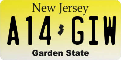 NJ license plate A14GIW