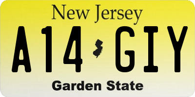 NJ license plate A14GIY