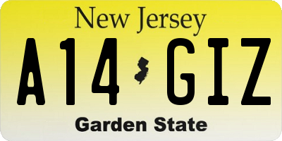 NJ license plate A14GIZ