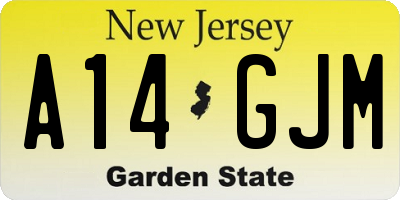 NJ license plate A14GJM