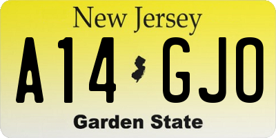 NJ license plate A14GJO