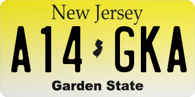 NJ license plate A14GKA
