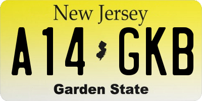 NJ license plate A14GKB