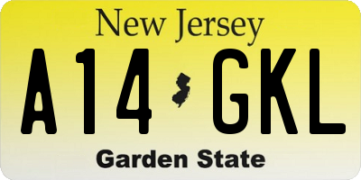 NJ license plate A14GKL