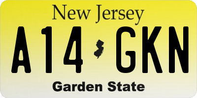NJ license plate A14GKN