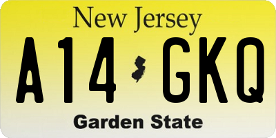 NJ license plate A14GKQ