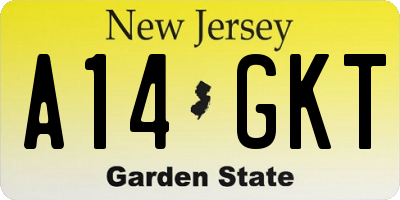 NJ license plate A14GKT