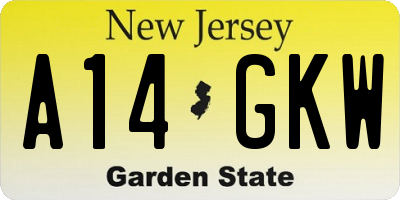 NJ license plate A14GKW