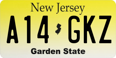 NJ license plate A14GKZ