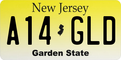NJ license plate A14GLD
