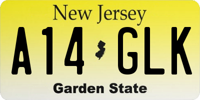 NJ license plate A14GLK