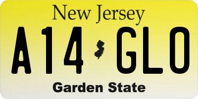 NJ license plate A14GLO