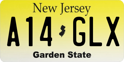 NJ license plate A14GLX