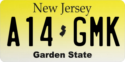 NJ license plate A14GMK