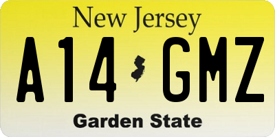 NJ license plate A14GMZ