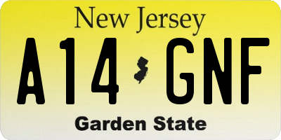 NJ license plate A14GNF