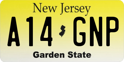 NJ license plate A14GNP