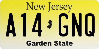 NJ license plate A14GNQ