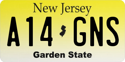 NJ license plate A14GNS