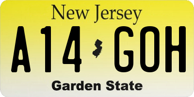 NJ license plate A14GOH