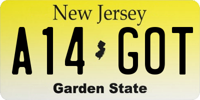 NJ license plate A14GOT