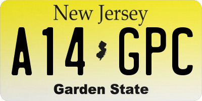 NJ license plate A14GPC