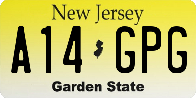 NJ license plate A14GPG