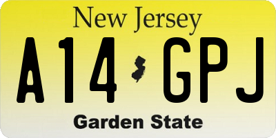 NJ license plate A14GPJ