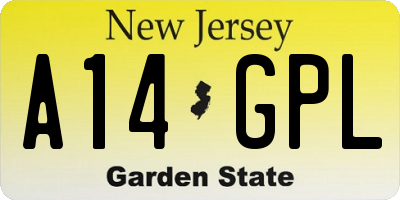 NJ license plate A14GPL