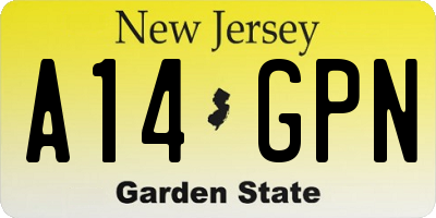 NJ license plate A14GPN