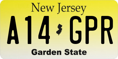 NJ license plate A14GPR